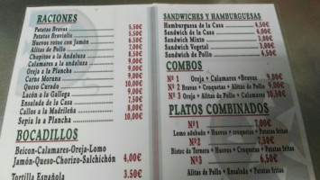 Cafeteria Norte Sur menu