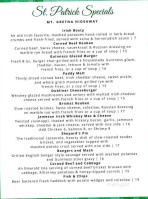 Mount Gretna Hideaway menu