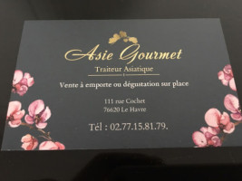 Asie Gourmet menu