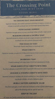 The Crossing Point Cafe menu