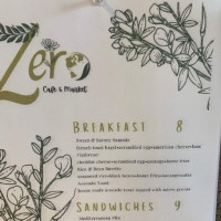 Zero Cafe Market menu
