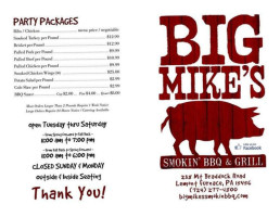 Big Mike's Smokin Bbq Grill menu