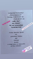 Landgasthaus Hochwaldhof menu