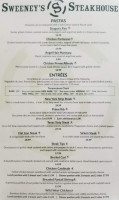 Sweeney's Cafe Pub menu