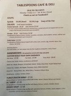 Tablespoons Cafe And Deli menu