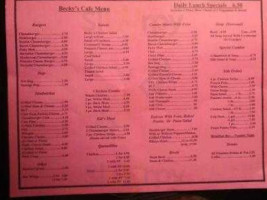 Becky's Diner menu