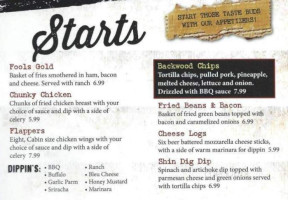 Jack's Log Cabin menu