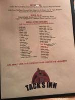 Tack's Inn menu