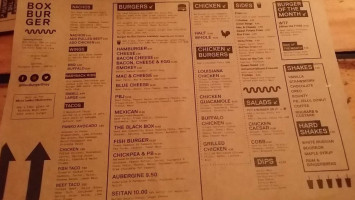 Box Burger menu