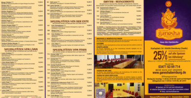 Ganesha Indisches Tandoori Restaurant Haus Des Handwerks Bar menu