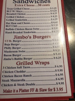Jimbo's Billiard Pub Eatery menu