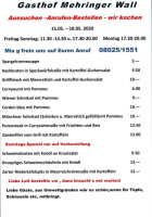 Gasthof Mehringer menu