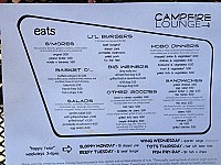 Campfire Lounge menu