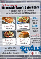 Rivals Grill menu