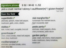 Nkd Pizza menu