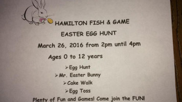 Hamilton Fish Game Club menu