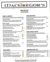 Macgregor's Of Cannon Beach menu