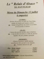 Au Relais D'alsace menu
