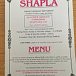 Shapla Indian Take Away menu