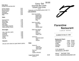 The Florentine Restaurant menu