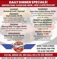 Tin Goose Diner menu