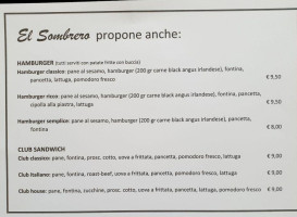 Pizzeria El Sombrero menu