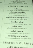 Garam Masala menu