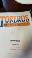 Toreros Fine Mexican Food menu