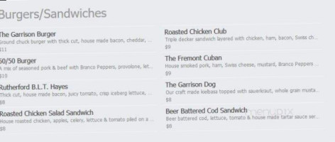 The Garrison menu
