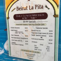 Beirut La Pita menu