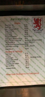 Joe's Irish menu