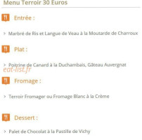 Restaurant Le Chalet Montegut menu