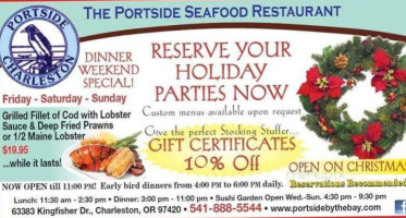 The Portside Restaurant menu