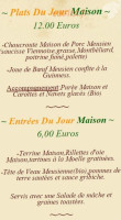 Au Chaudron Vert menu