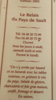 Relais Du Pays De Sault menu