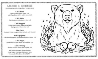 Bears Den menu