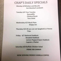 Chap's Elba Diner menu