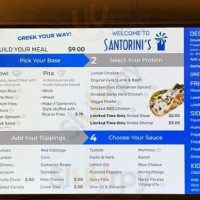 Santorini's Greek Grill menu