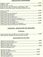 Le Rocher Montriond menu