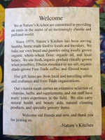 Nature's Kitchen Cafe menu