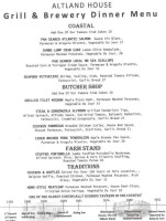 Altland House Grill Pub menu