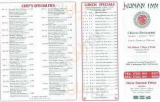 Hunan Inn menu