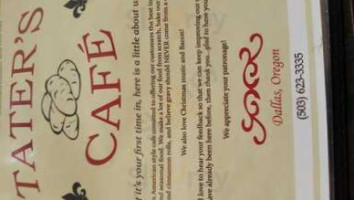 Taters Cafe menu