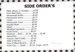 Shyrl's Diner menu