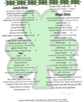 Lynch's menu