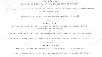 Alysson Hôtel menu
