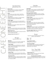 Cafe One Eight menu