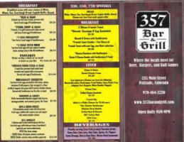357 And Grill menu