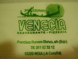 Restaurante Pizzeria Venecia menu