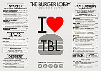 The Burger Lobby menu